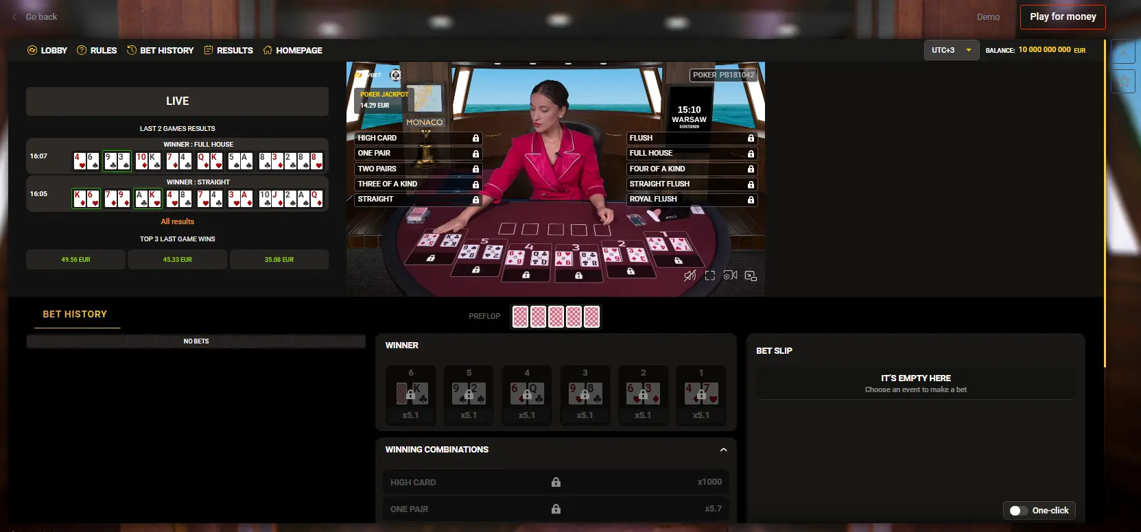 Pin Up poker online com jogos de cartas e dealers ao vivo